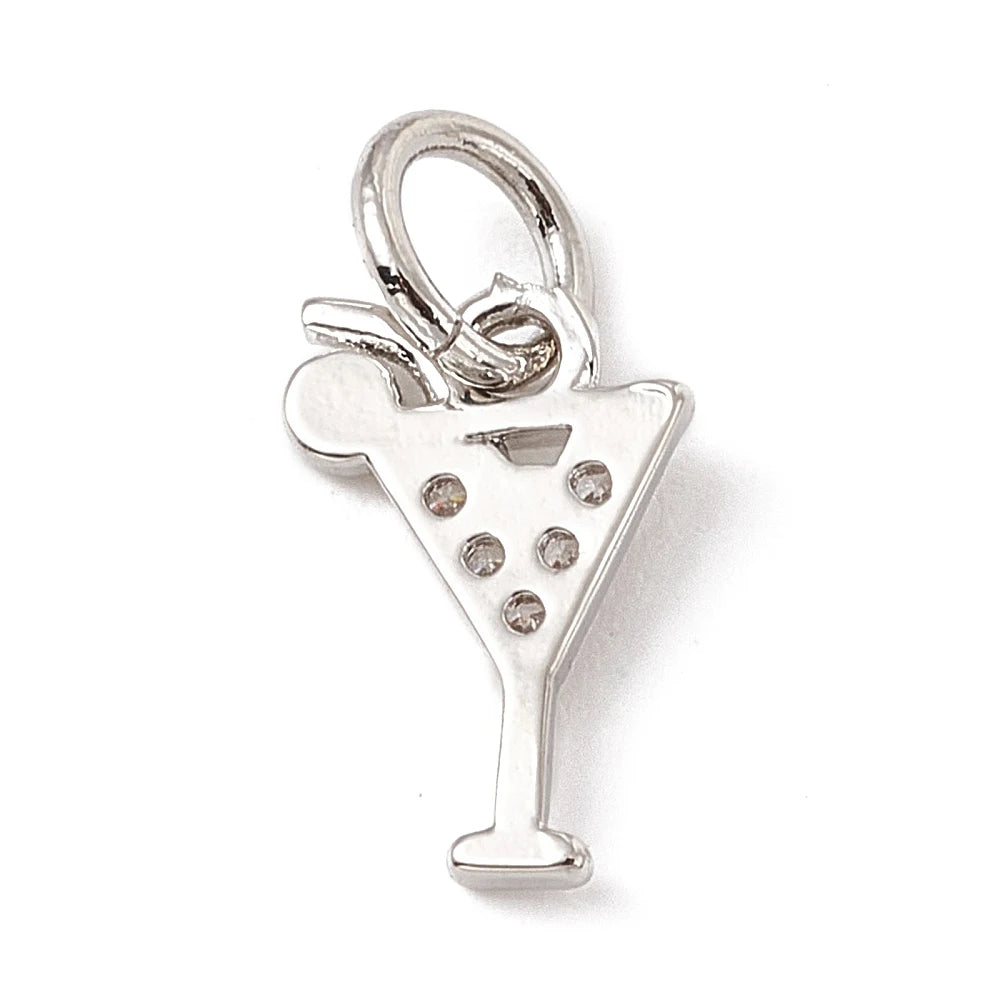 PandaHall 10pcs Brass Micro Pave Cubic Zirconia Cocktail Charms 10.5x7x1mm 3.4mm Hole for DIY Jewelry Making Qme