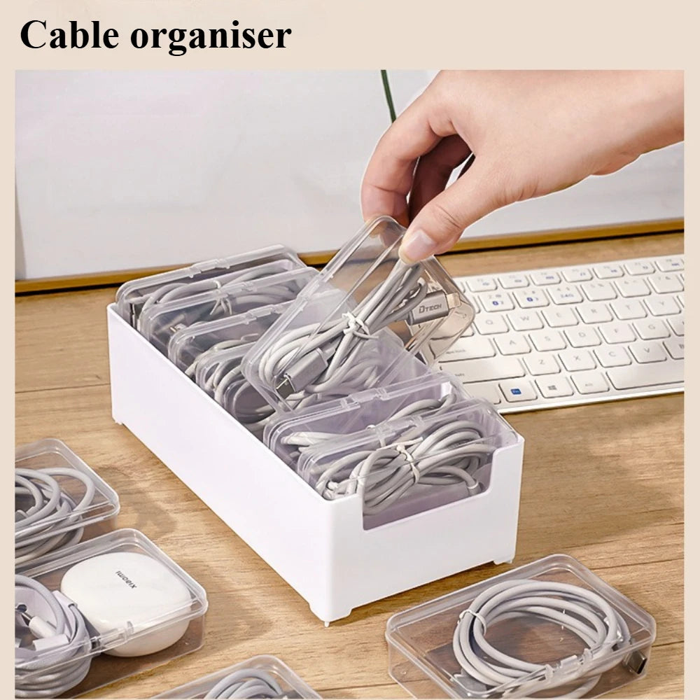 1/3Pcs Thickened Plastic Cable Box Household Storage Organizer to Sort Straps Mobile Devices and Office Sundries Qme