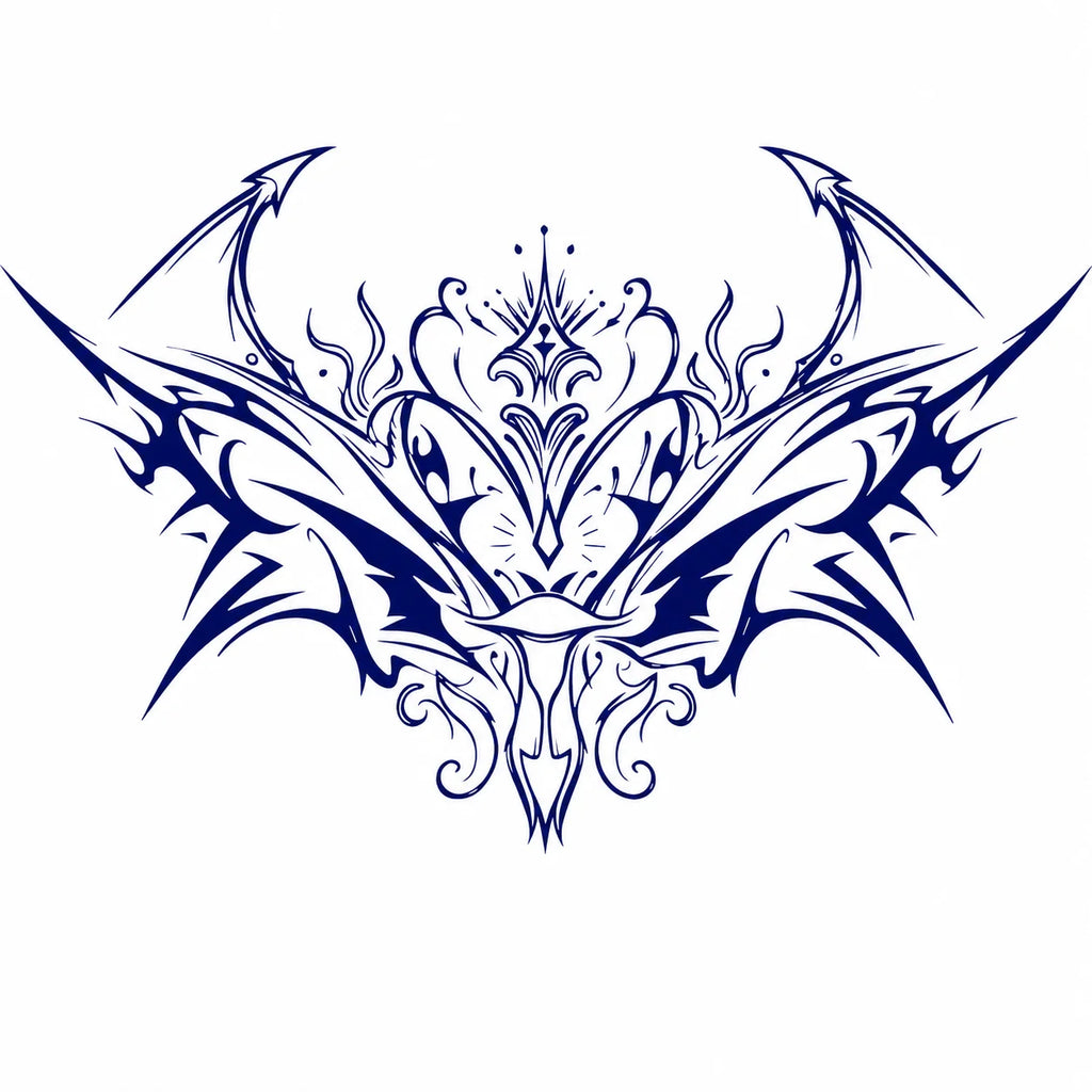 Disposable Tattoo Sticker, Temporary Tattoo for Lower Belly, Waterproof Easy Apply Body Art for Women, Elegant Blue Tribal Desig Qme