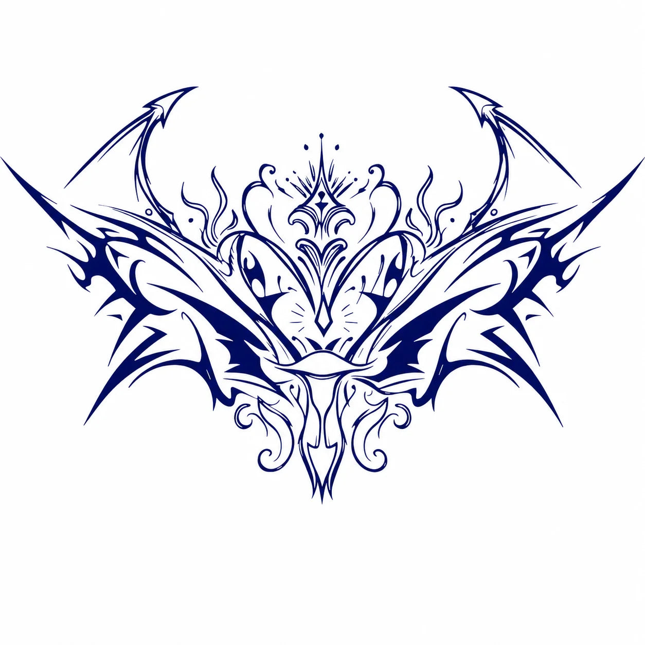 Disposable Tattoo Sticker, Temporary Tattoo for Lower Belly, Waterproof Easy Apply Body Art for Women, Elegant Blue Tribal Desig Qme