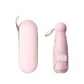 Portable 5 Fold Sunny and Rainy Umbrella Solid Plastic Folding Capsule Umbrella Mini Outdoor Sports Travle Protable Umbrella Qme Light pink
