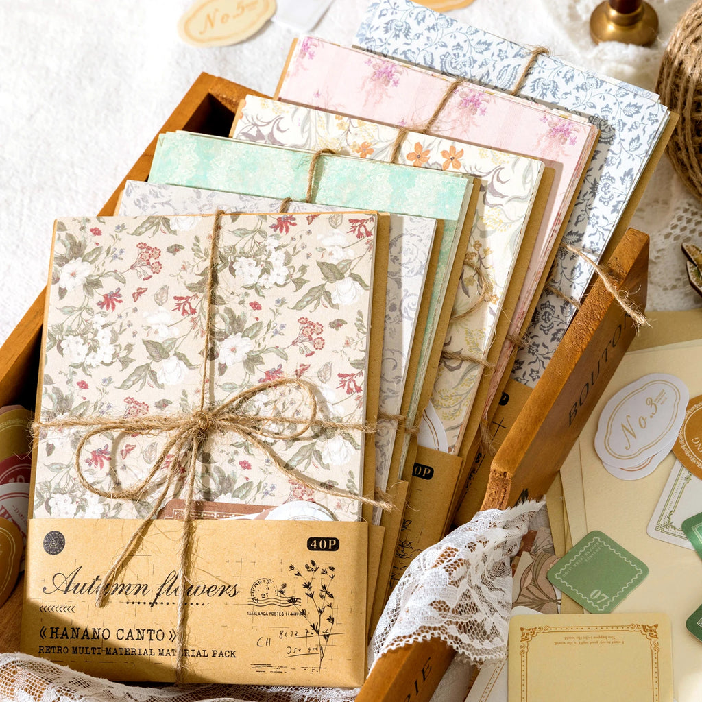 40pcs/pack Kawaii Scrapbooking Material Set Sticker Aesthetic DIY Scrapbooking Supplies Photo Album Decor Stationery Qme