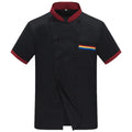 Restaurant Chef Short Sleeve Hotel Cafe Kitchen Work Wear Bakery Cooking Uniform Tops Man's Soft and Comforatble Thin Top Qme Black L
