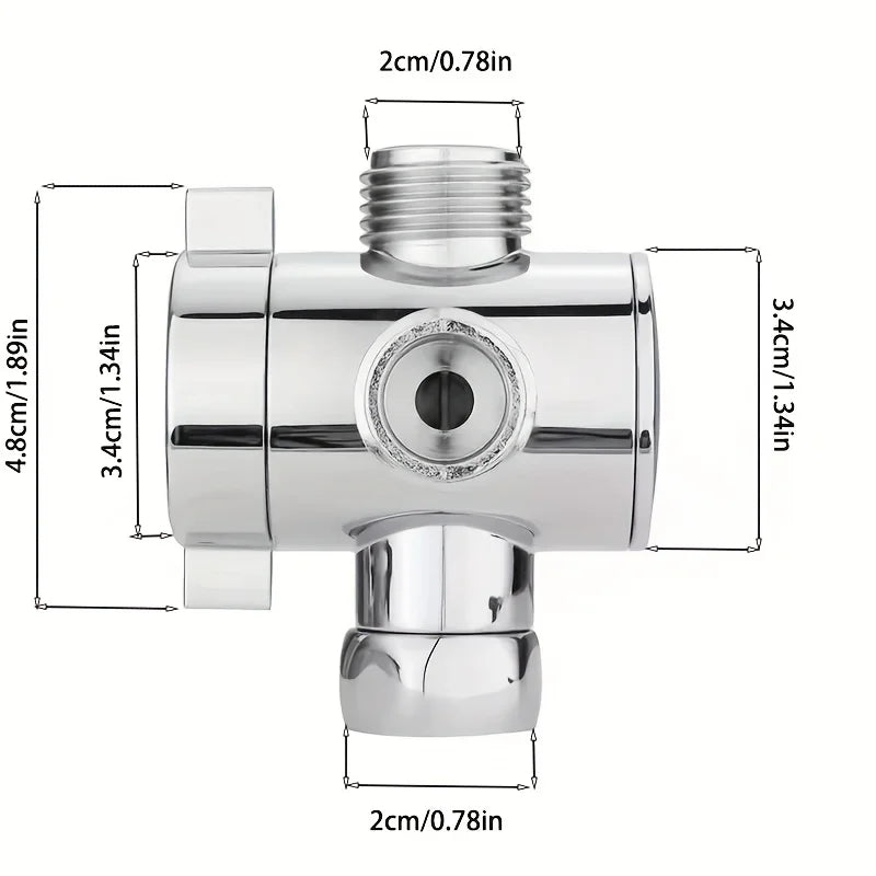 American ABS Water Splitter - Silvery, Bathroom Three-Way Faucet Adapter with Shower Arm and Spray Head Connector Qme