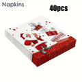 20/40 Christmas Party Napkins - Santa, Heavy Duty Disposable Dinner Napkins for Christmas Parties, Office or Gifts - Holiday Tab Qme 40 sheets