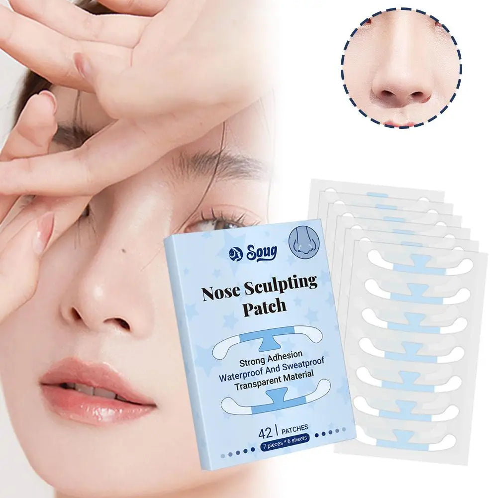 42PCs Shrinking Nose Wing Stickers Invisible Nose Shrink Patch For Cosplay Special Nose Shrink Beauty Strips Nose Shaper Lifting Qme