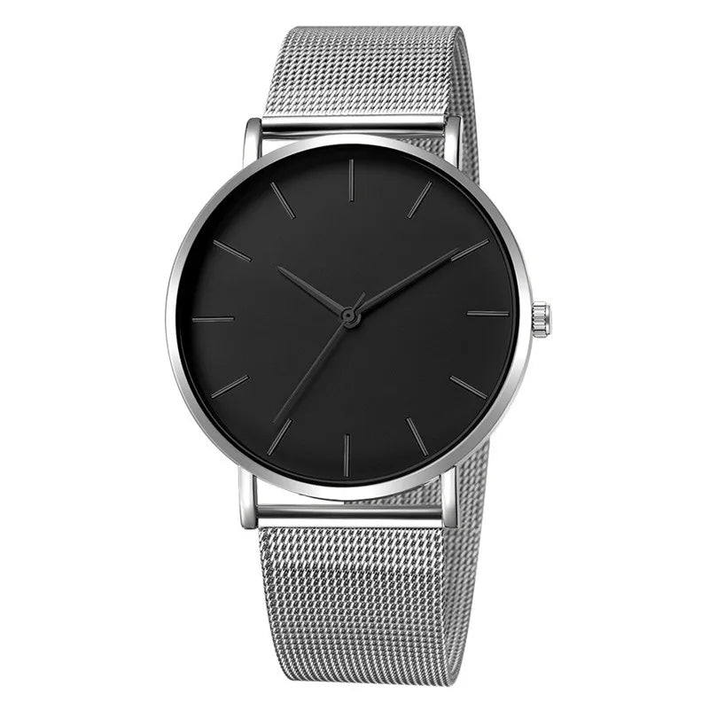 Reloj Mujer Ladies Fashion Metal Hour Casual Watch Simple Quartz Wrist Watch Female Black Mesh Stainless Steel Watch Saa Bracele Qme Silver black