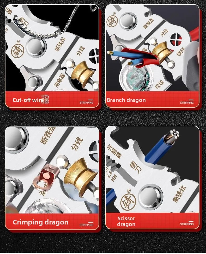 Wire Strippers Twister with Electricity Measurement Function 10 in1 Wire Stripping Pliers for Cutting and Pulling Qme