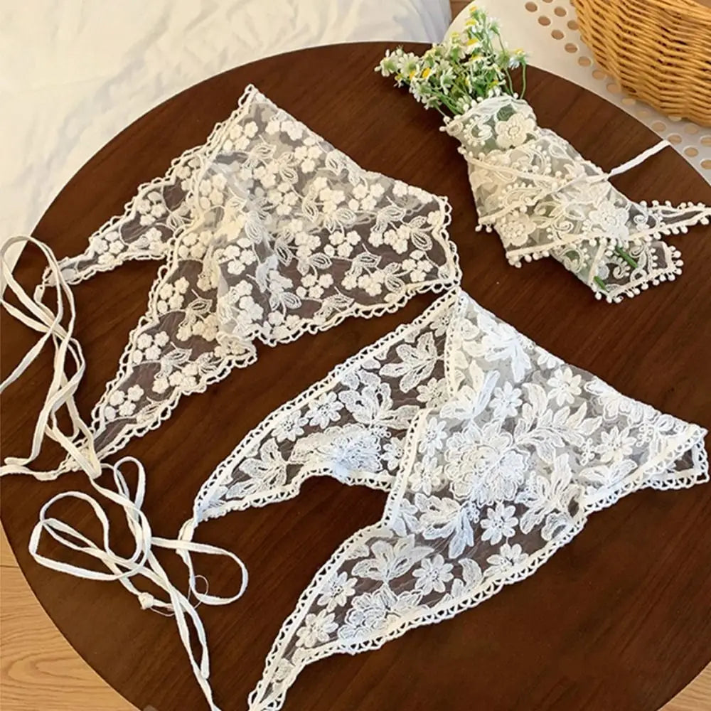 Cute Countryside Style Triangle Bandana Wraps Turban Lace Hair Scarf Hair Band Hair Accessories Triangle Scarf Girls Qme