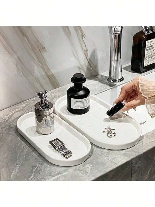 1 Bathroom Stone Tray Rack Bathtub Ceramic Jewelry Storage Washbasin Qme
