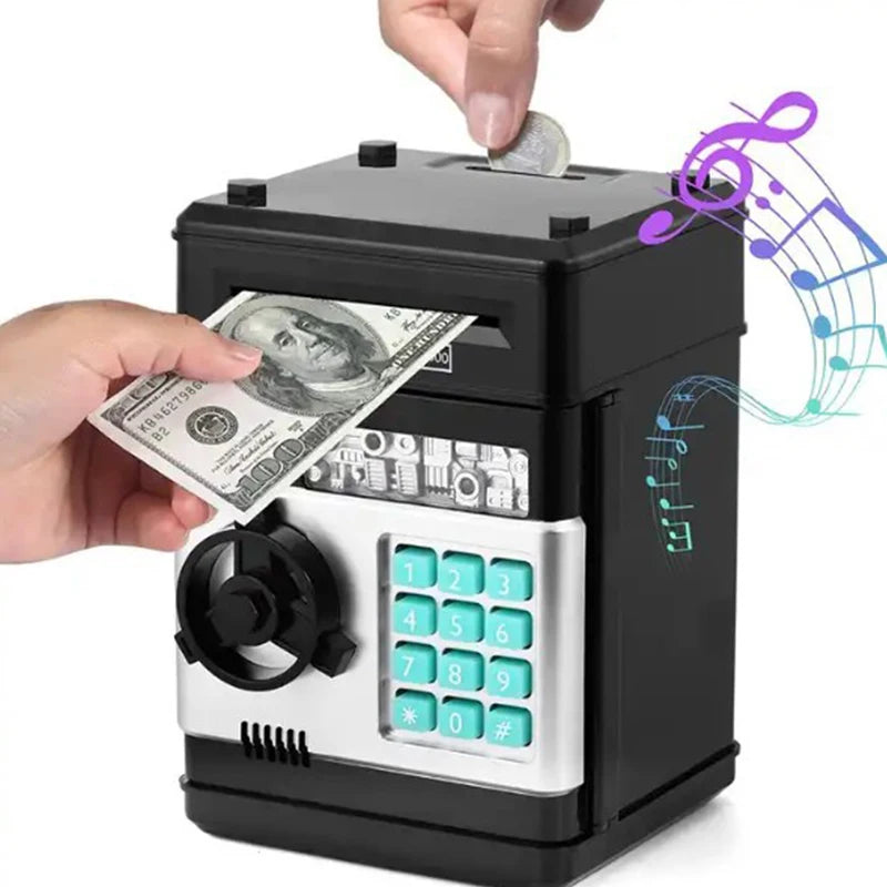 Piggy Bank Automatic Mini Safe Coins Cash Saving Money Box Password Counter Code Key Lock Coin Bank ATM Child Gift Qme