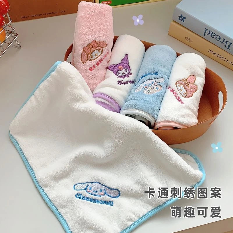 Kuroomi Embroidered 5-Pack Square Handkerchiefs Soft, Absorbent Face Cloths Hanging Towels Handkerchiefs and Hand Towels Qme