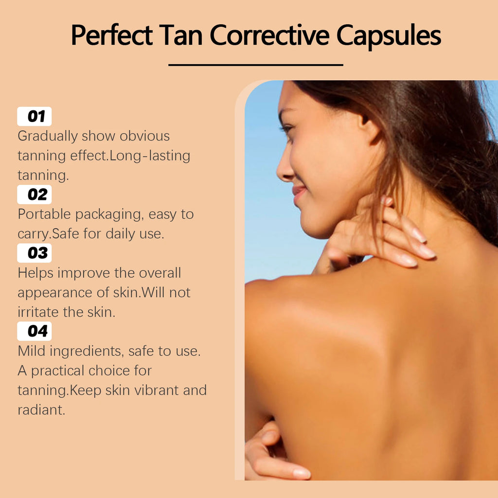Portable Tanning Capsule Accelerate Natural Bronze Tan Moisturizing & Soothing Even Skin Tone Sunless Self-Tanning Serum Qme