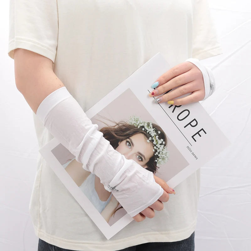 Y2k Goth Lolita Anime Thin Solid Gloves JK Kawaii Girl Mitten Ice Qme