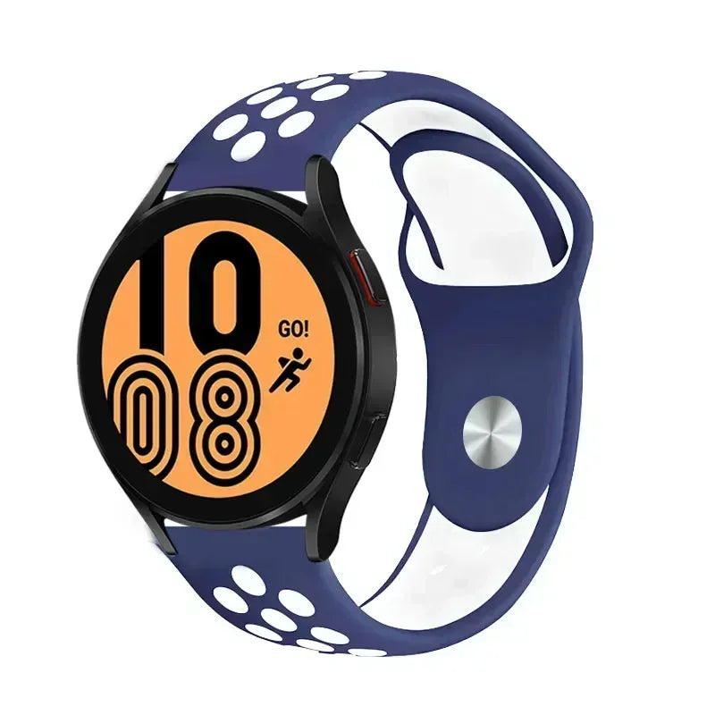 20mm 22mm Watch Strap for Samsung Galaxy Watch 6 5 4 3 Classic 47mm 43mm Pro 45mm 40mm 44mm Silicon Bracelet Huawei GT/3/2 Band Qme Blue White 22MM Watch Band