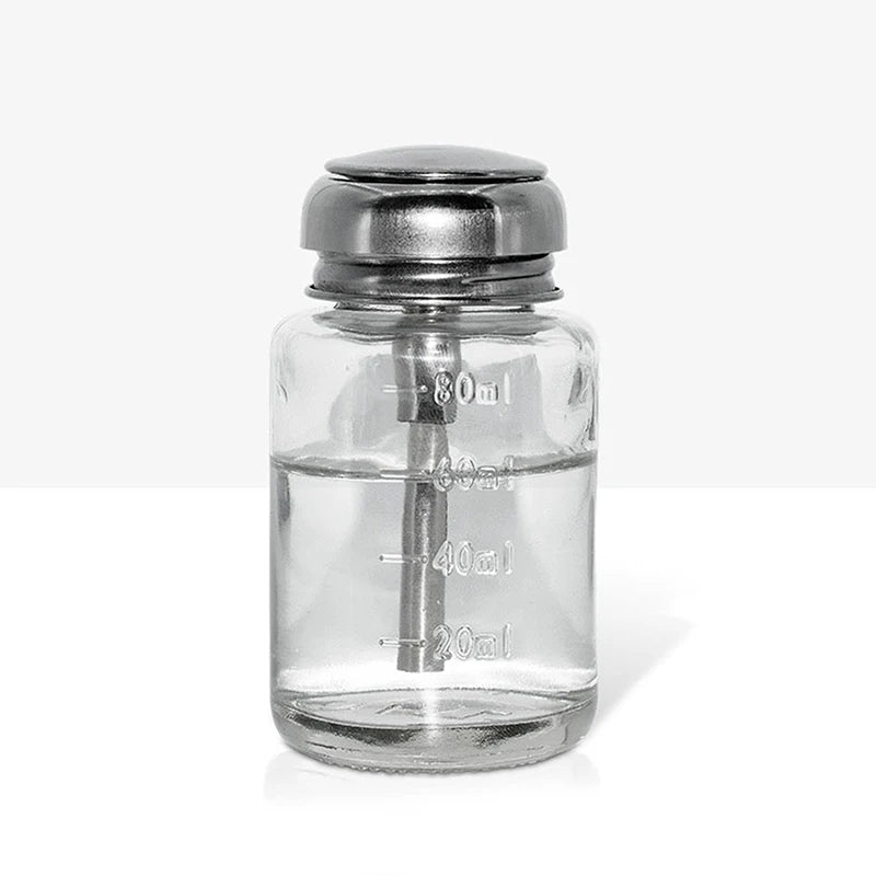 Push-down Glass Pump Dispenser Clear Refillable Bottle Nail Polish Qme