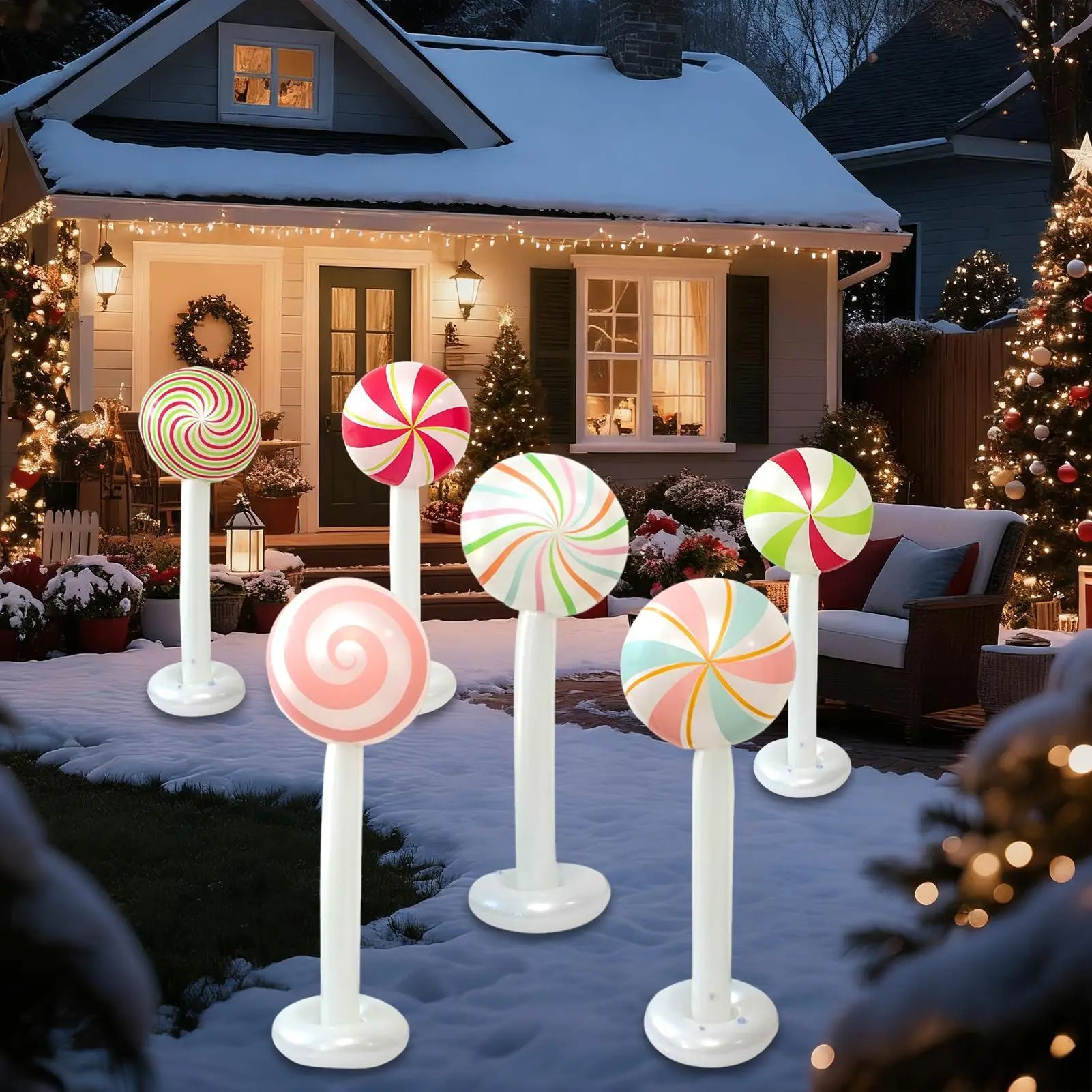 Blow Up Christmas Ornaments Large Weatherproof Party Supplies Outdoor Candy Ornaments Christmas Decorations For Party Front Door Qme