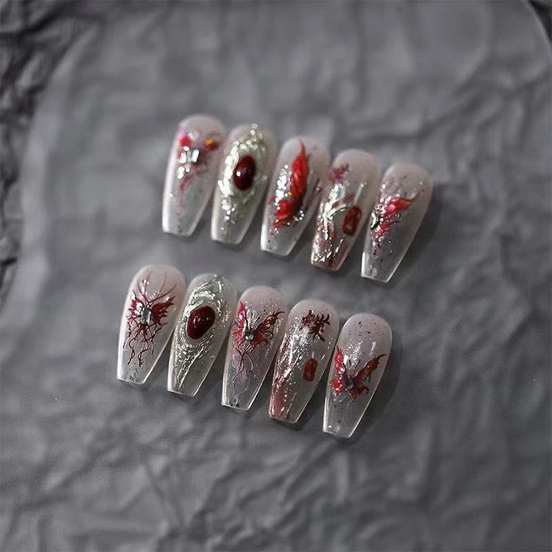 Red Butterfly Nail Stickers Flash Design Decals Self Adhesive Qme