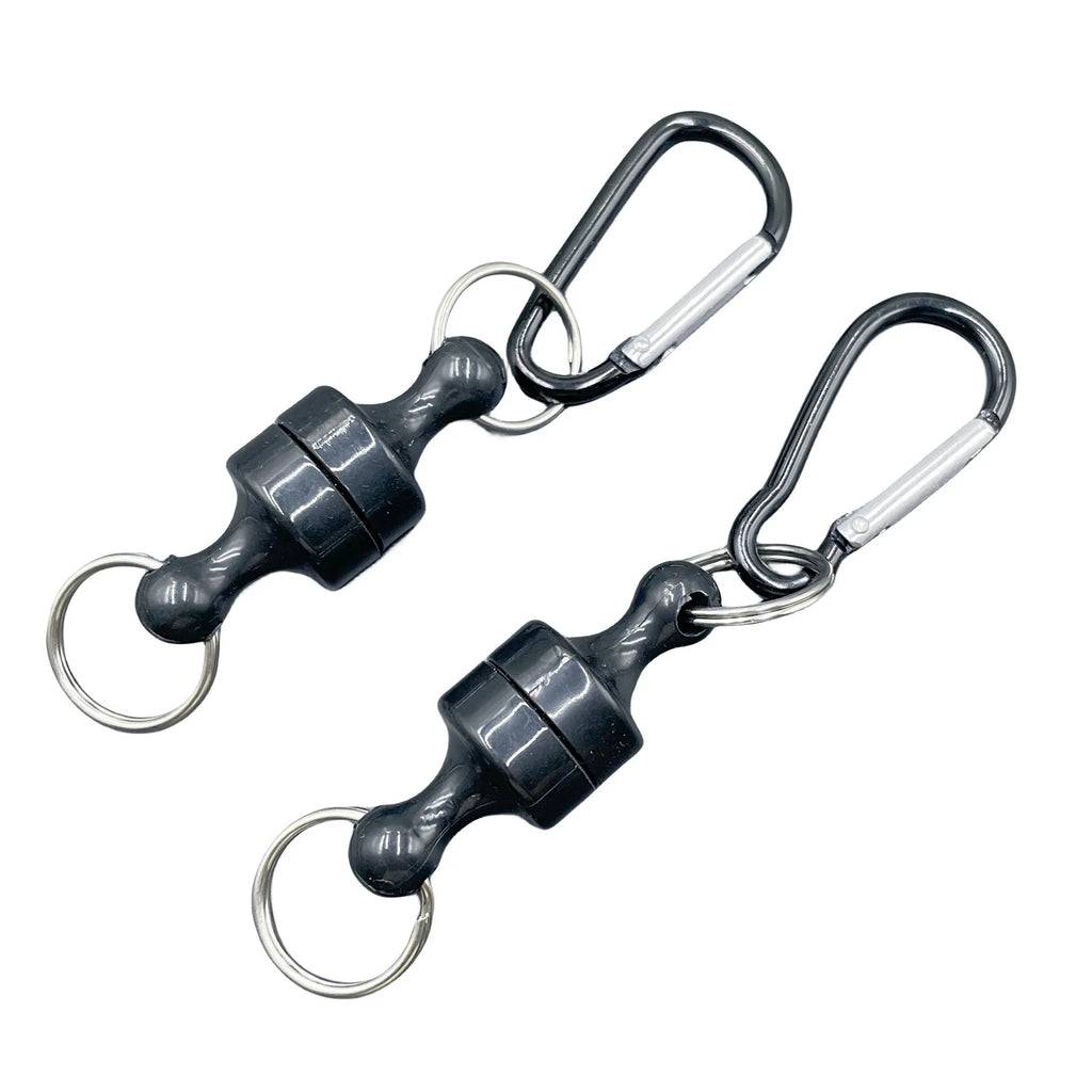 Magnetic Detachable Carabiner Clip Quick Split Keychain D Buckle With Double Key Rings For Fishing Camping Outdoor Key Storage Qme