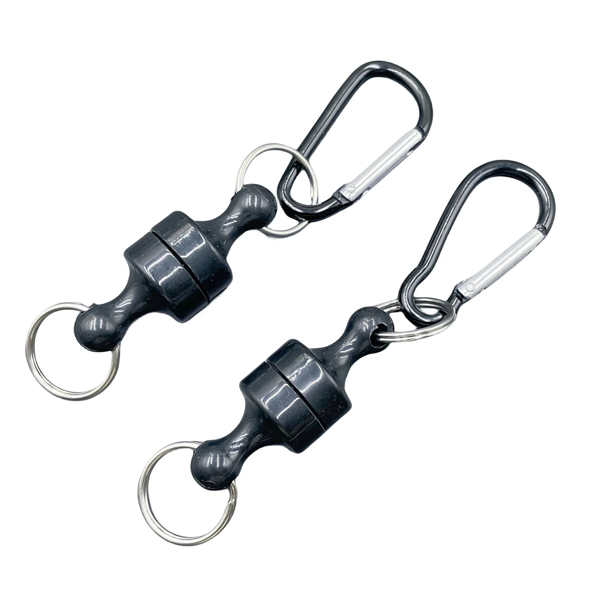 Magnetic Detachable Carabiner Clip Quick Split Keychain D Buckle With Double Key Rings For Fishing Camping Outdoor Key Storage Qme