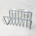 No-Drill Iron Sponge Holder Rack - Over Sink Draining Shelf, Wall-Mounted Kitchen Organizer for Dish Scrubber & Soap Dispenser Qme Silver
