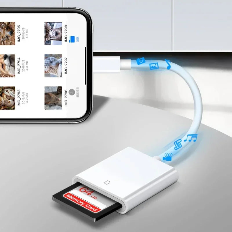 2pcs For IPhone Multi Card Reader for Lightning for SD TF Memory Card Readers for Support IOS14 for IPhone 6/7/8/X/XR/11/12 Qme
