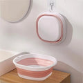 Home Clean Large Foldable Portable Plastic Compression Washbasin, Suitable For Home, Travel Laundry, Washing Vegetables Qme PINK M