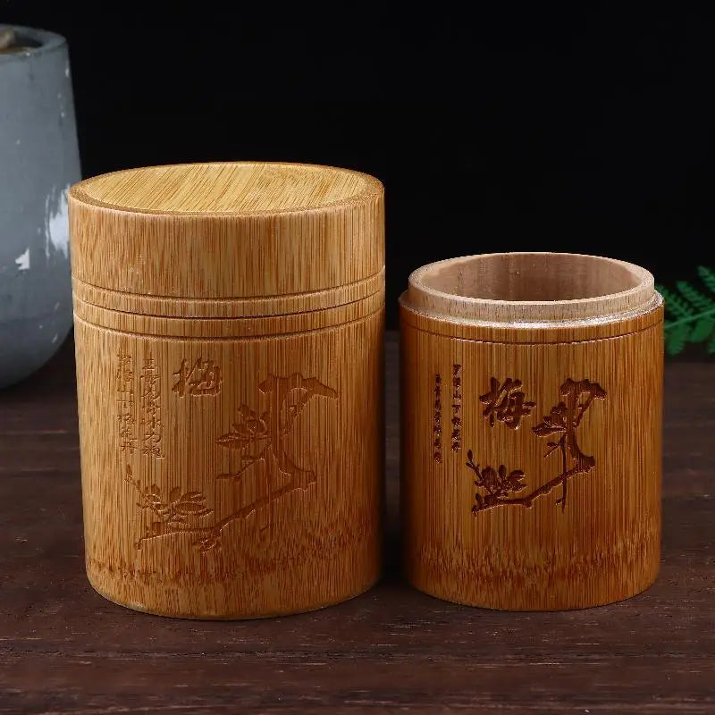 Nut Box Organizer Kitchen Storage Jars Accessories Carved Bamboo Tea Qme