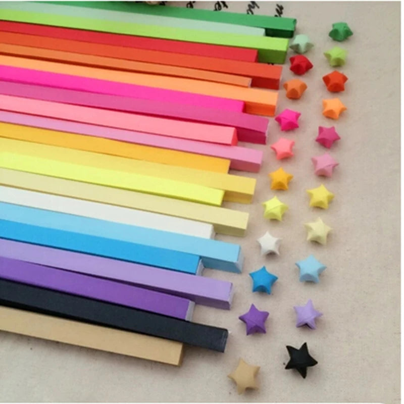 ^Origami Lucky Star Paper Strips Folding Paper Ribbons Colors Qme