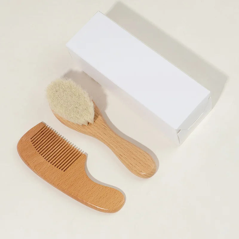 Baby Comb Wool Brush Beech Cleaning Bath Combination Qme
