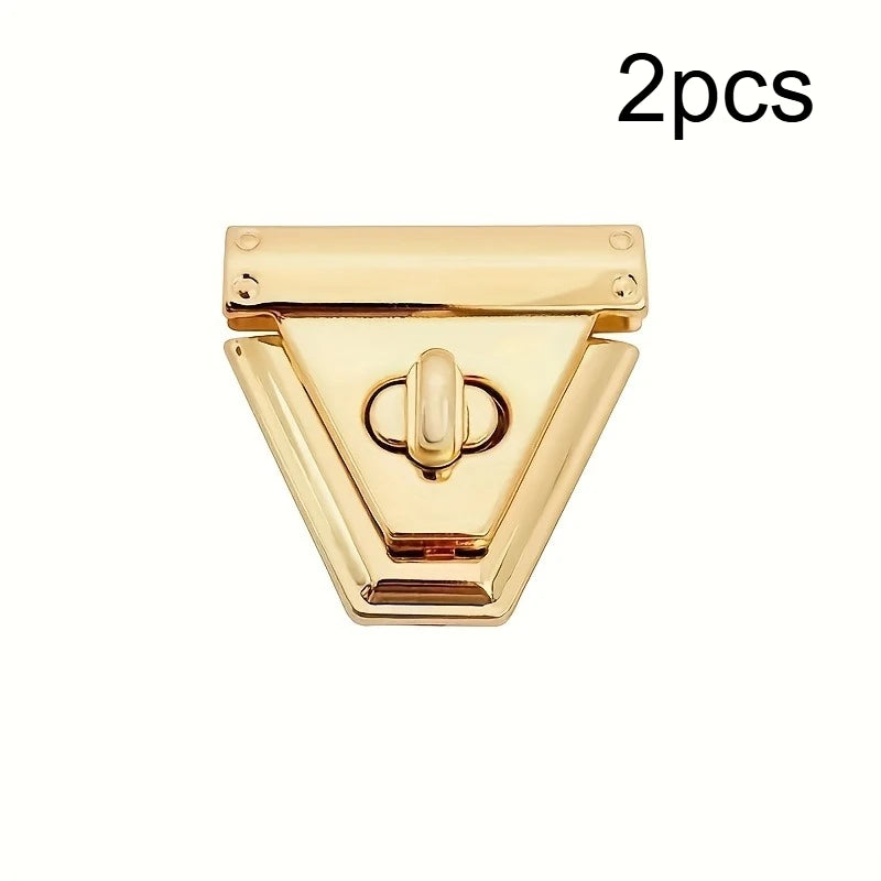 Metal Triangle Turn Lock Clasp Gold Purse Locks Hardware DIY Handbag Closure Buckle Replacement Lock For Crochet Knitted Bag Qme 2pcs