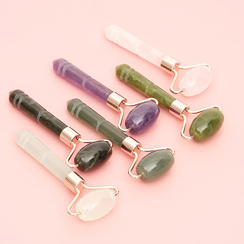 Single Headed Massage Gua Sha Jade Facial Roller Face Lift Up Skin Qme