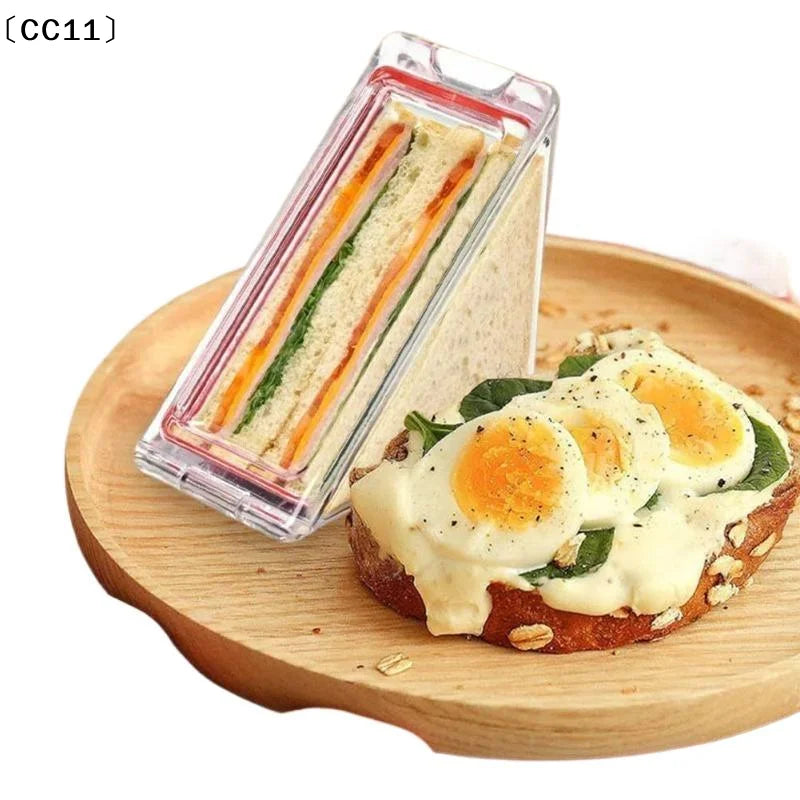Clear Triangle Sandwich Holder Leakproof Lid BPA Material Office Qme