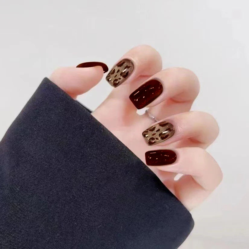 Cute Pearl French Handmade Press Nails Simple Flower Cat Eyes Nail Qme