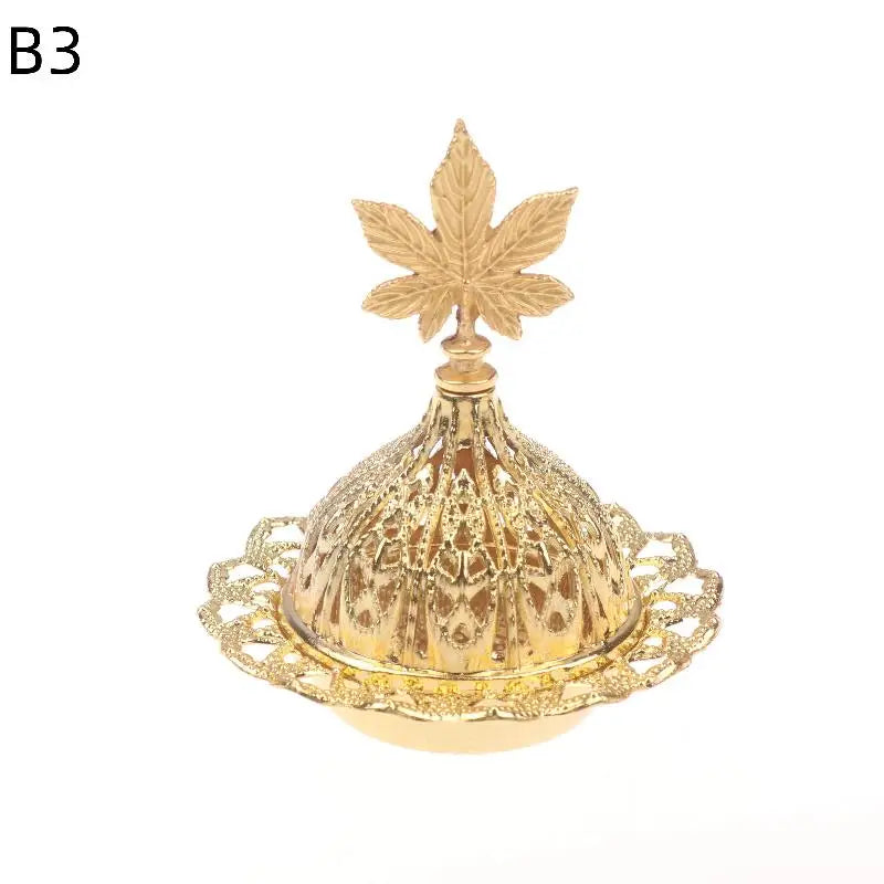 Home Hotel Incense Holder Yoga Ornaments Burner Hollow Golden Tower Qme B3