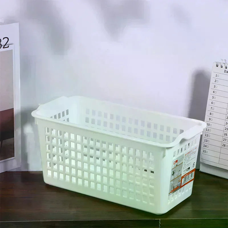 Plastic Storage Basket Snacks Storage Hollow Rectangular Ins Storage Box Basket Sorting Sundries For The Bathroom Kitchen Qme