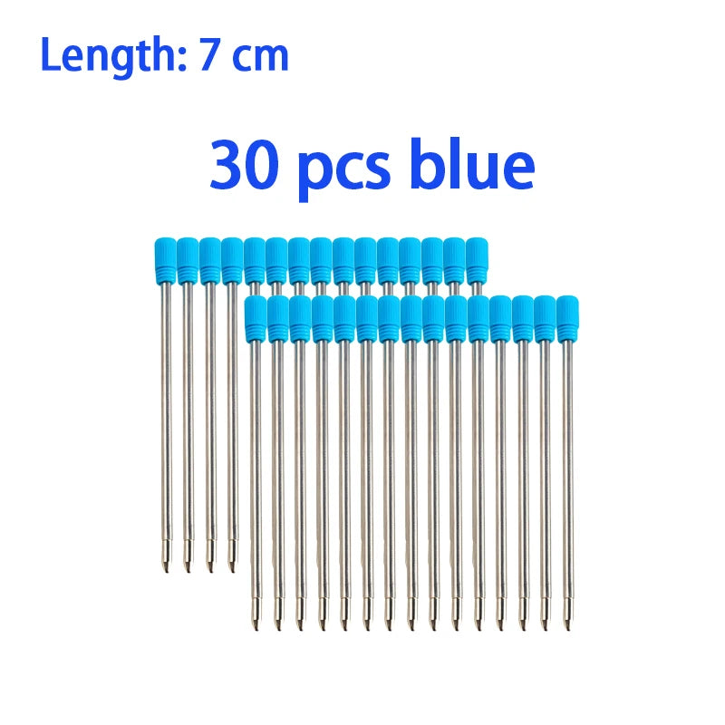30/50/100 Pcs 7/8.2/11.5cm Ballpoint Pen Refills 0.7mm Medium Tip Blue Black Ink Refill Rods Office Student Writing Stationery Qme 7cm-30 blue