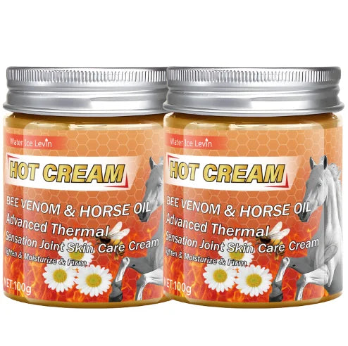 Advanced Thermal Bee Venom & Horse Oil Hot Cream for Joint Skin Care, Tighten & Moisturize & Firm. Qme YELLOW 100g