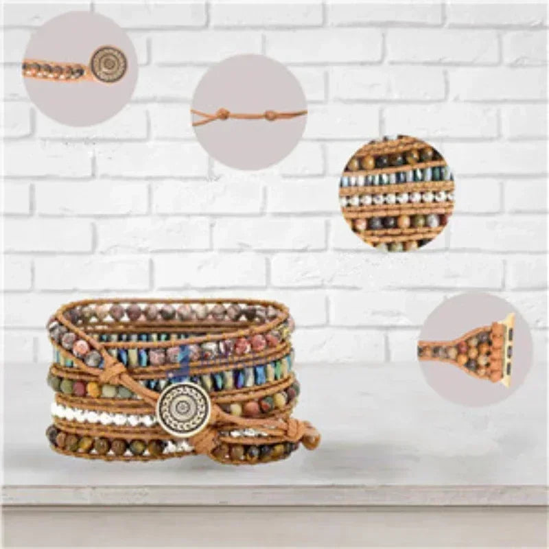 Bohemia Strap for Apple Watch Ultra Band 49mm 44mm 45mm 41mm 42mm 38 Handmade Natural Beads Bracelet Iwatch Series 8 7 6 Se 5 3 Qme
