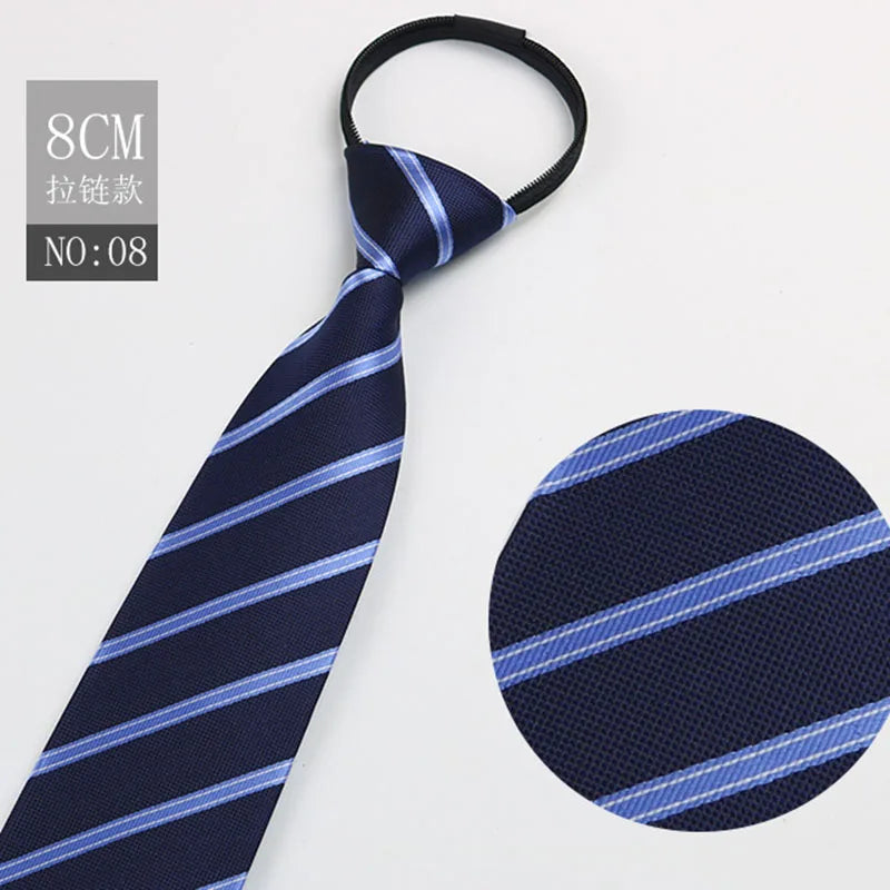Zipper Ties Men Pre-tied Neck Tie Red Black Navy Blue Neckties Qme Red