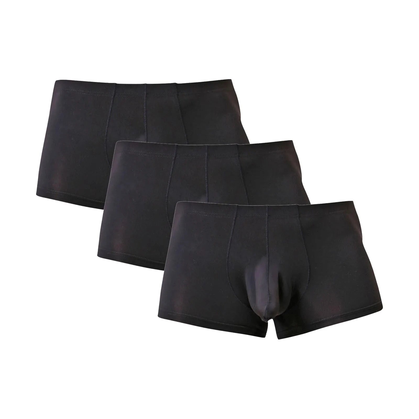 3PC Lightweight Daily Comforatble Elastic Waist Boxers Men's Sexy Solid Elephant Nose Comfortable Underwear Boxer Pants Qme Black XXL