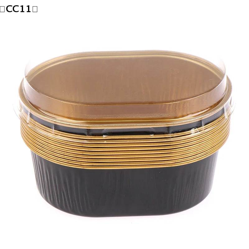 Aluminum Foil Oval Non-stick Baking Cups Cake Containers Clear Lids Qme