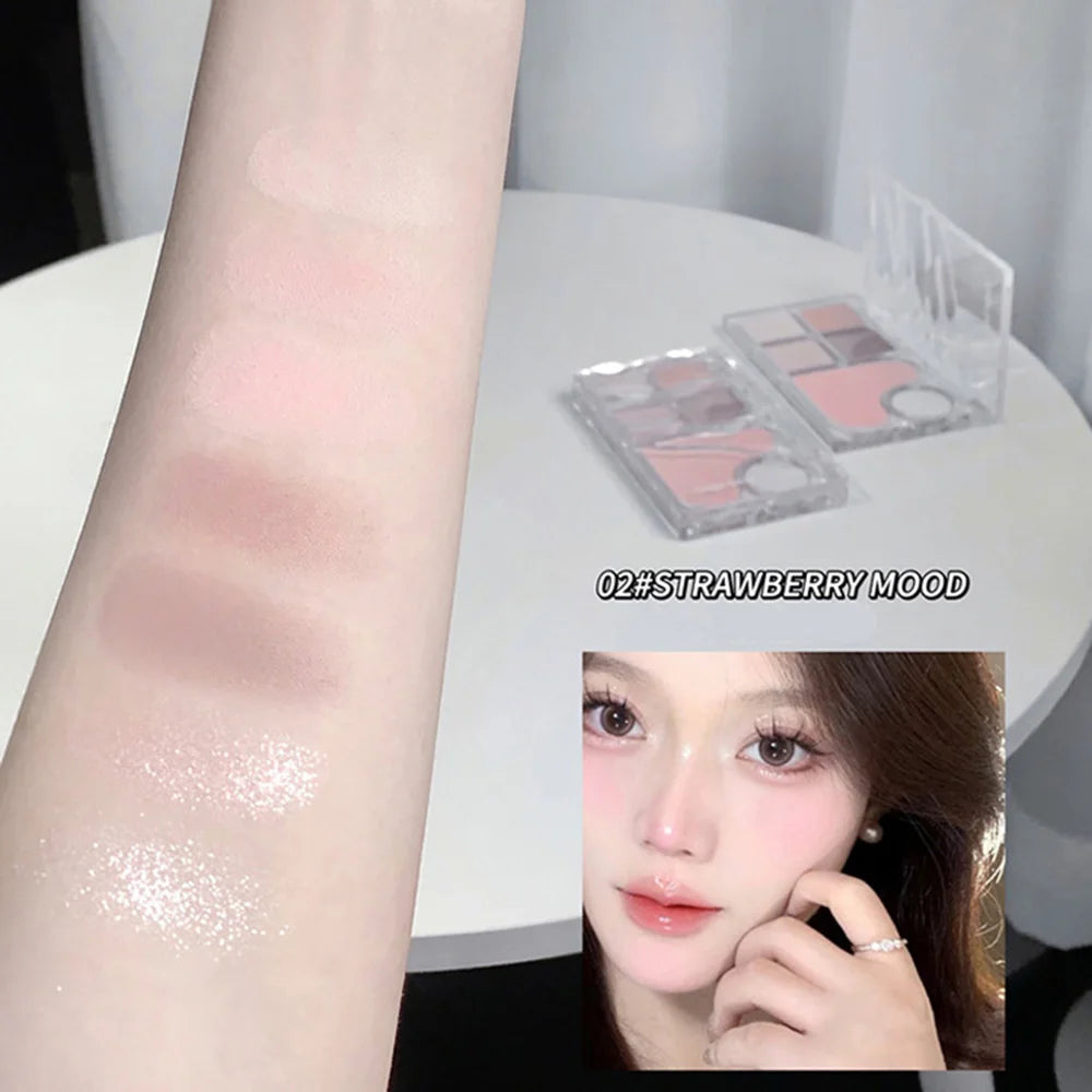 Pinky Heart Gege Bear Eyeshadow Palette Matte Pearlescent Earth Qme