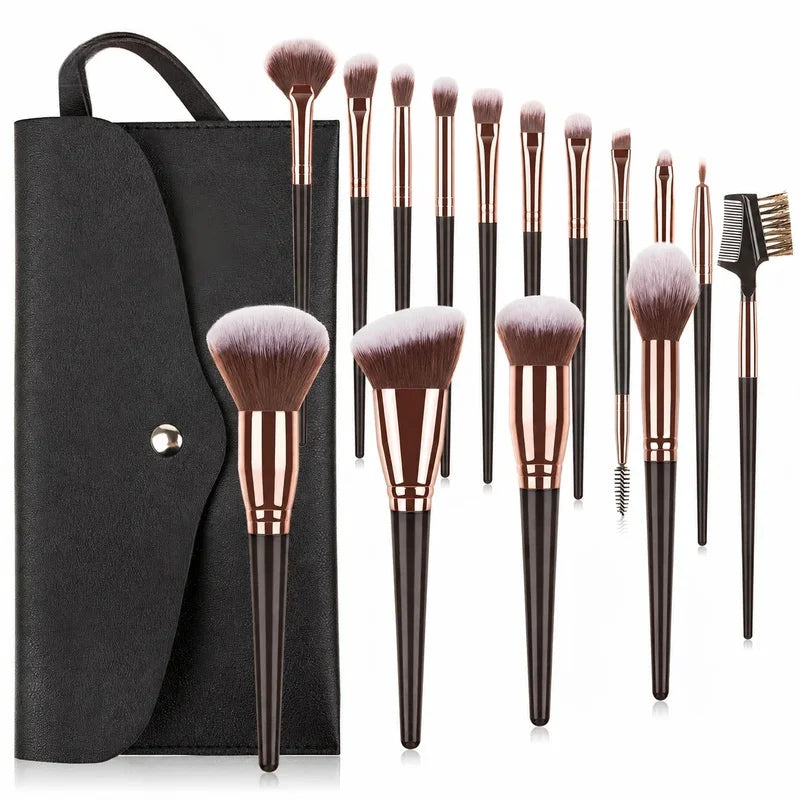 Custom 15-Piece Makeup Brush Portable Vegan Cosmetic Travel Bag Soft Qme