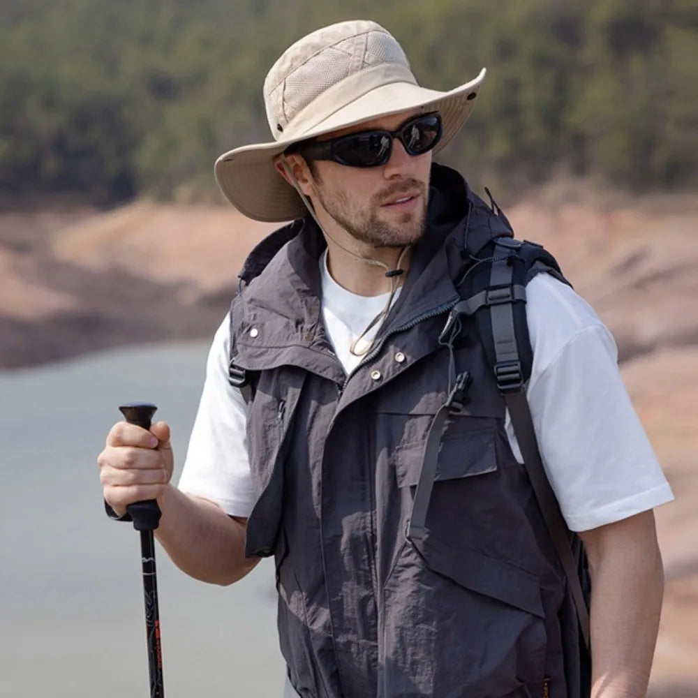 Creative Nylon Mesh Fisherman's Hat Quick-dry Waterproof Portable Hiking Cap Sunscreen Soft Folding Bucket Hat Man Woman Qme