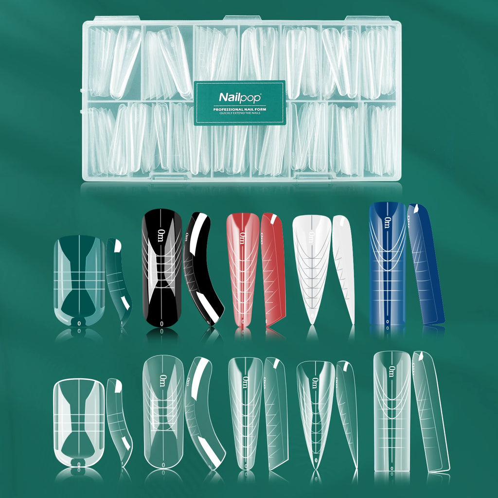 Nailpop Box Nail Dual Forms Square Coffin Quick Building Gel Mold Qme