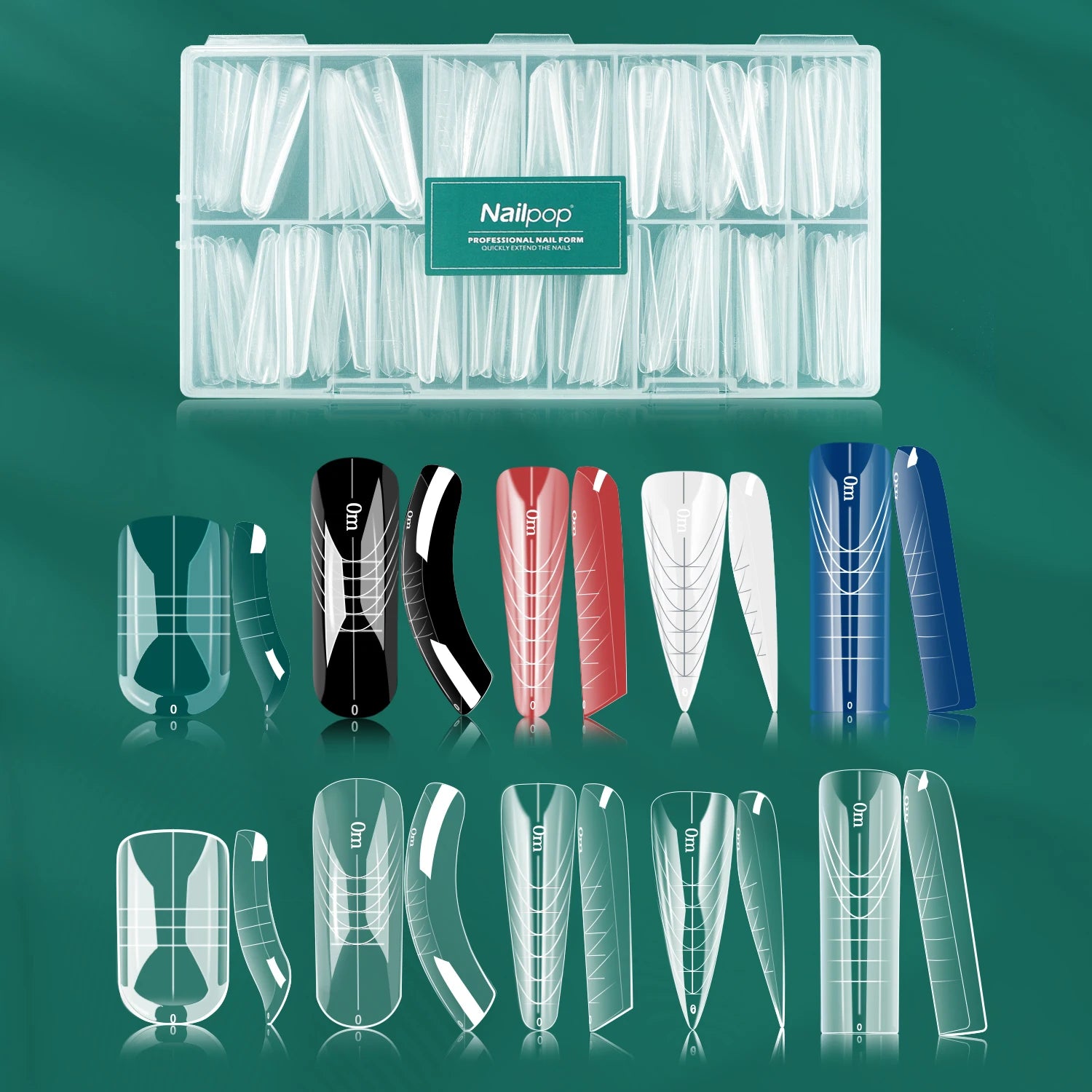 Nailpop Box Nail Dual Forms Square Coffin Quick Building Gel Mold Qme
