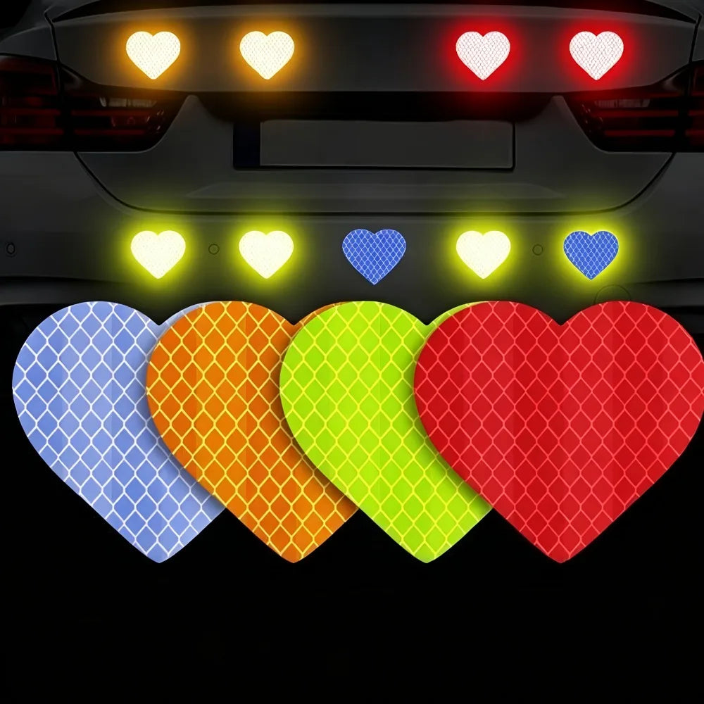 Heart-Shaped Reflective Car Stickers - Safety Warning Decals For Night Driving Qme