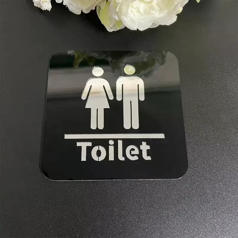 3.94-inch Acrylic Toilet Sign For Men And Women, Bathroom Identification, Round And Square Toilet Mirror Decals For Home Decor. Qme