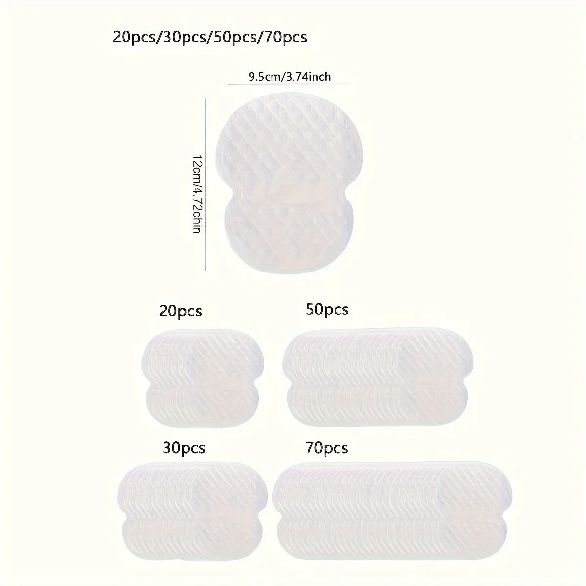 20 30 50 70 Underarm Sweat Pads Washable Deodorant Shields Absorbing Qme